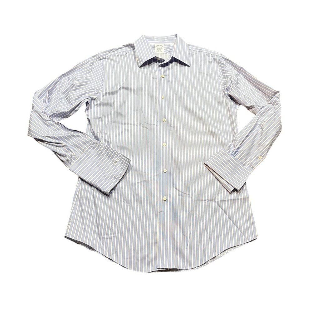 Brooks Brothers Regent Dress Shirt Men 15-33 Blue Red White Stripe Supima Cotton